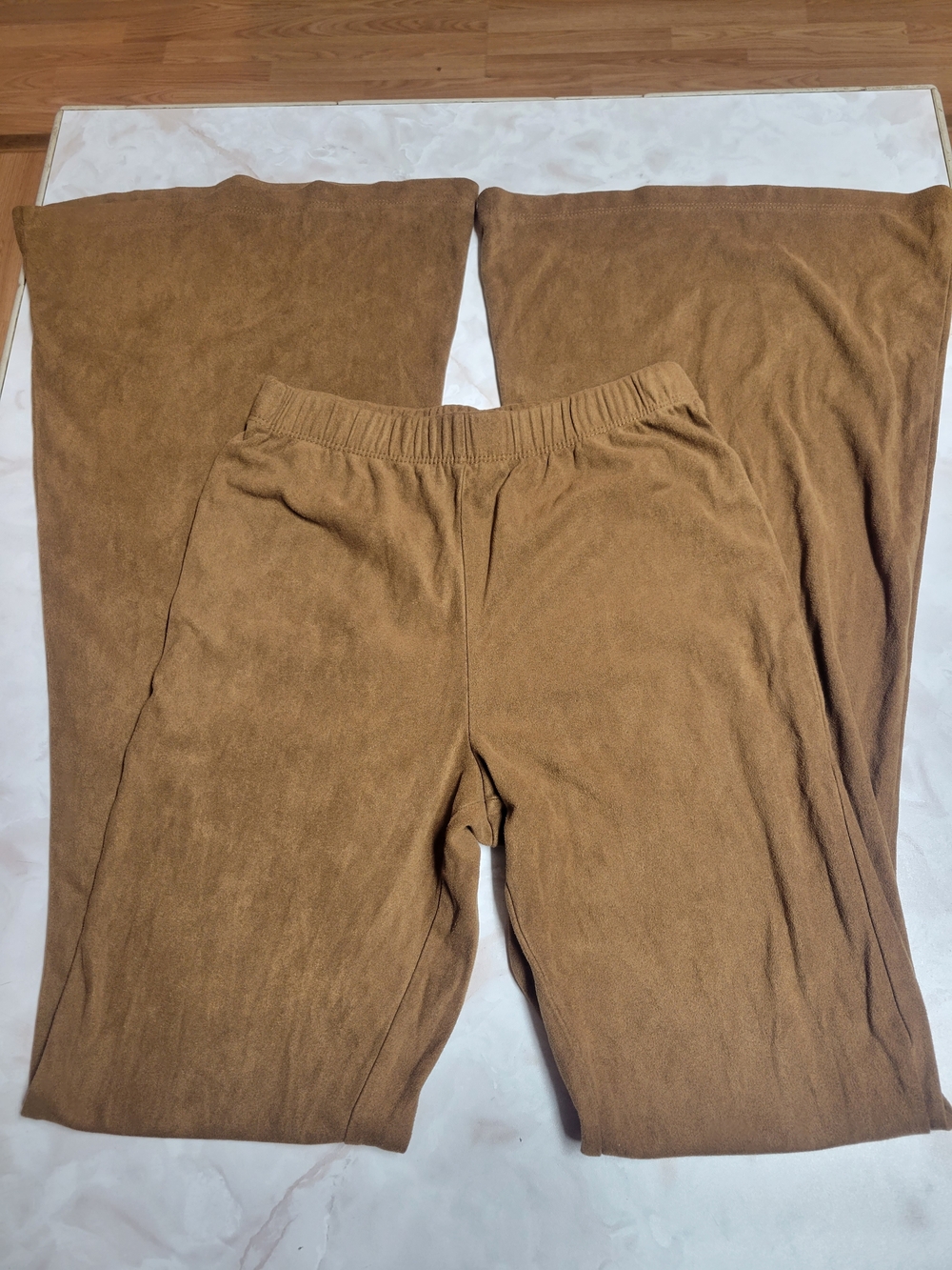 Forever 21 Brown Faux Suede Wide Leg Pants Size Small Soft Lounge Boho Y2K